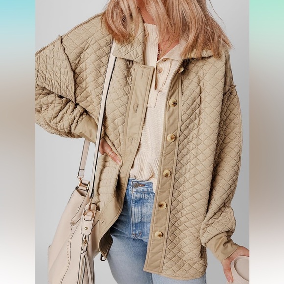 Pink Lily Quilted Puffer Buttoned Shacket - Picture 2 of 8